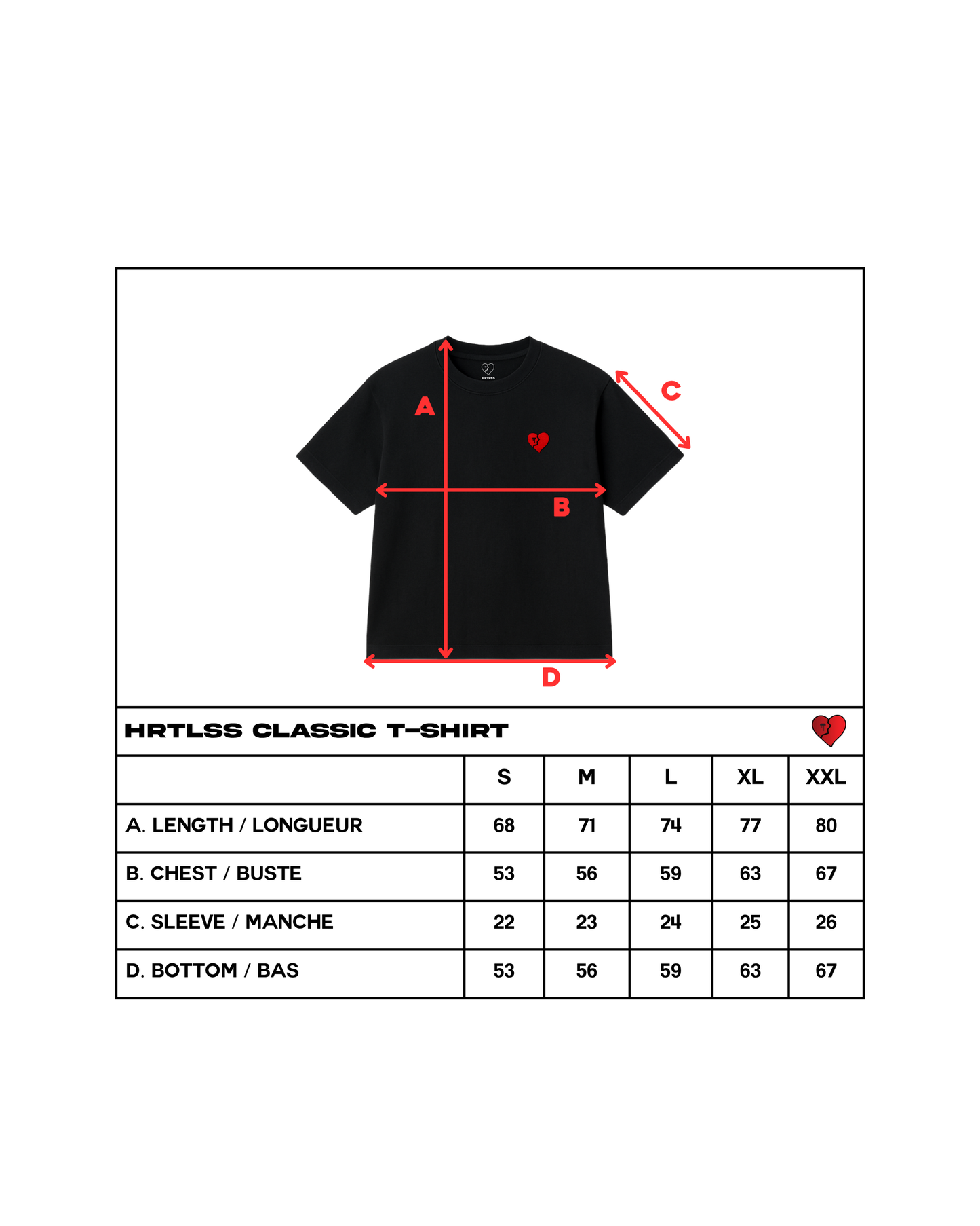 HRTLSS CLASSIC T-SHIRT - BLACK